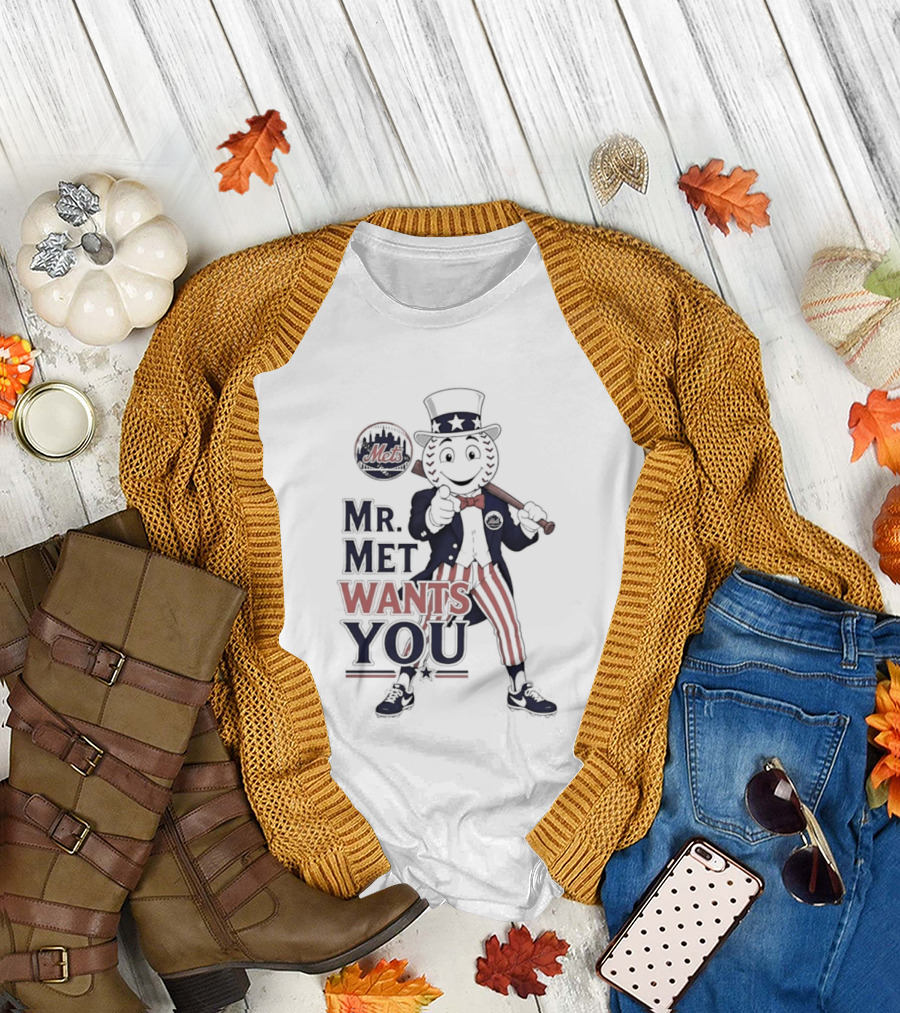 Mr. Met Wants You New York Mets Uncle Sam Baseball Fan T-Shirt
