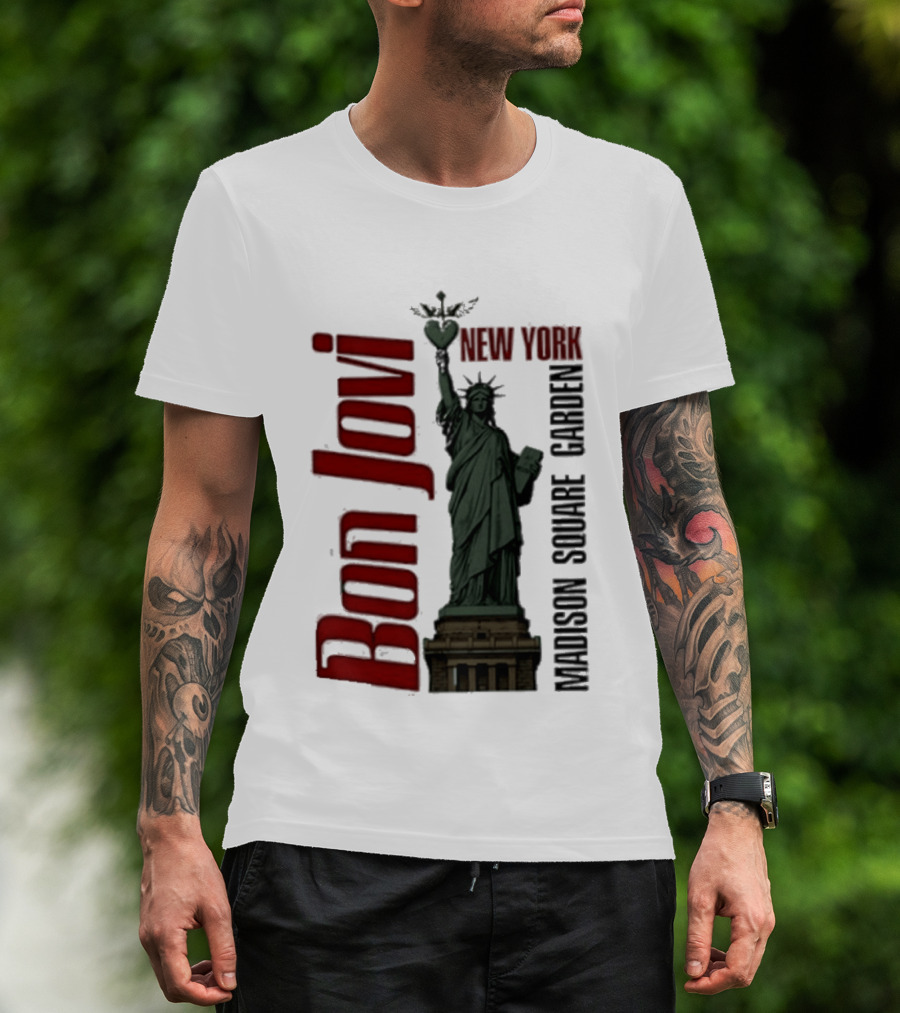 Bon Jovi Statue Of Liberty New York Madison Square Garden T-Shirt