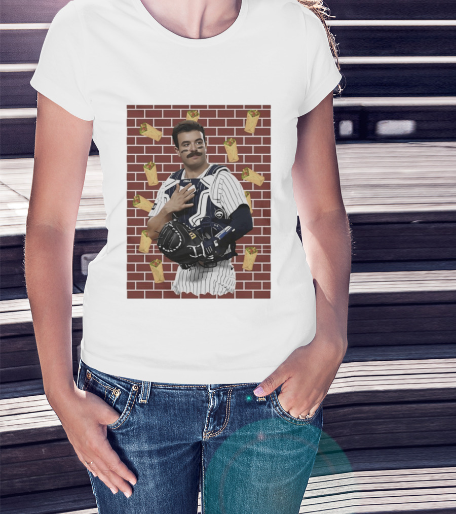 Yankees Austin Wells Catcher With Brick Wall And Burrito T-Shirt