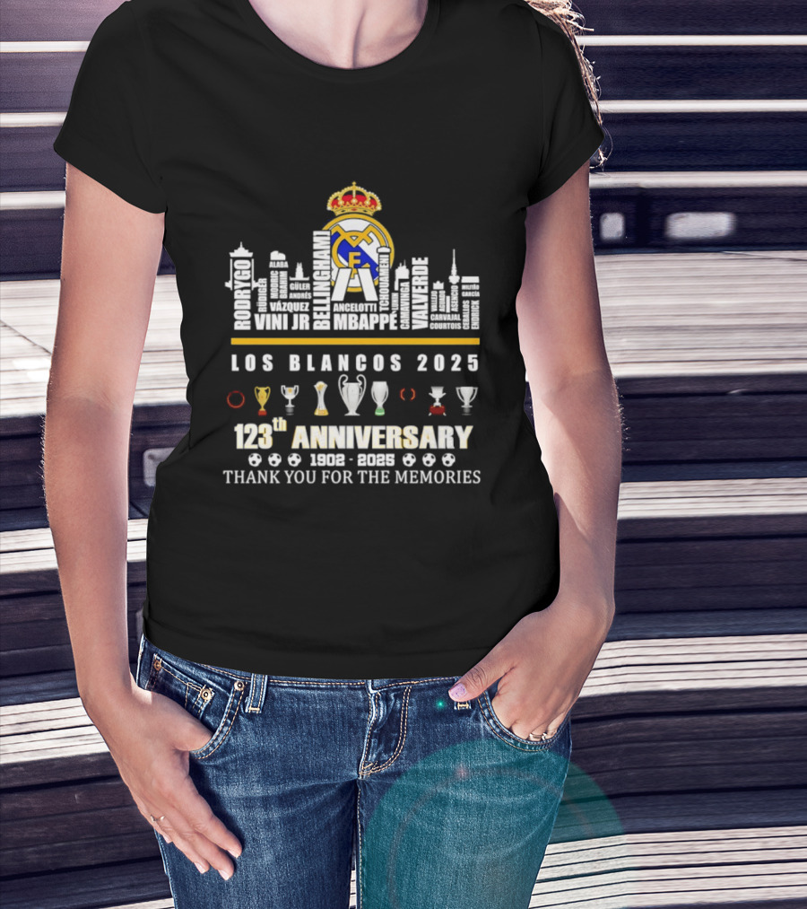 Real Madrid Los Blancos 2025 123th Anniversary 1902 2025 Thank You For The Memories T-Shirt
