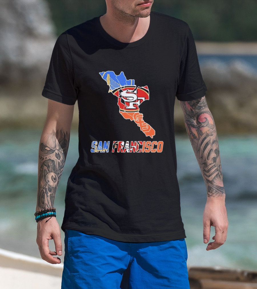 San Francisco State Map Golden State Warriors 49ers 2026 T-Shirt