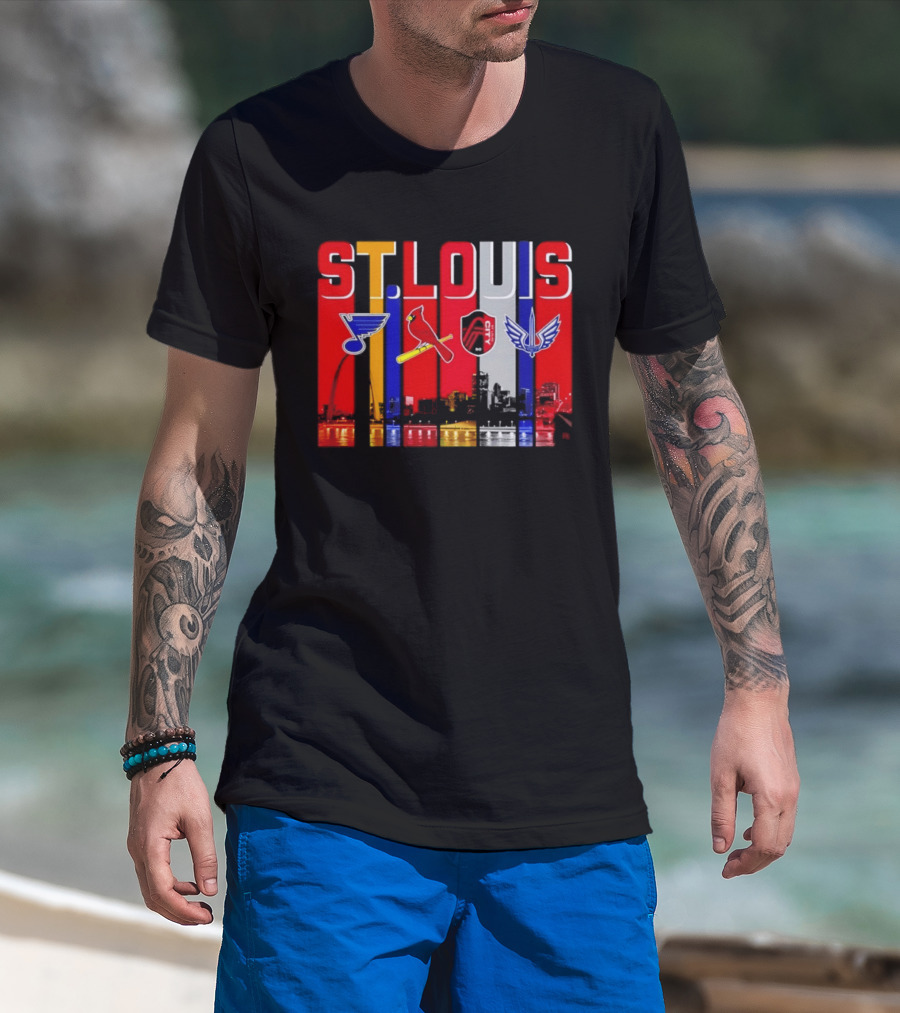 St Louis City Blues Cardinals BattleHawks Skyline Season 2026 T-Shirt