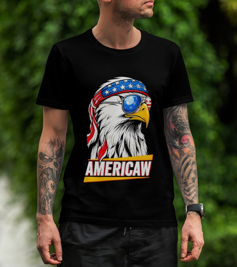 Bald Eagle Americaw Bandana American Flag USA T-Shirt