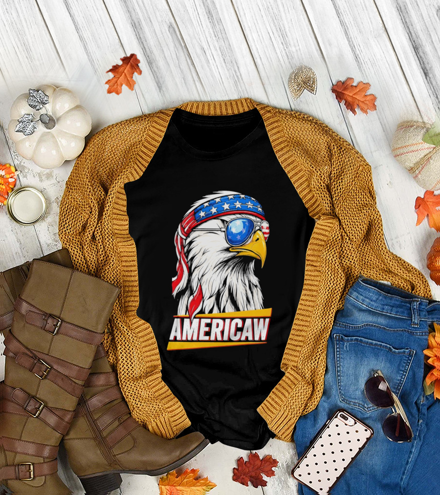 Bald Eagle Americaw Bandana American Flag USA T-Shirt