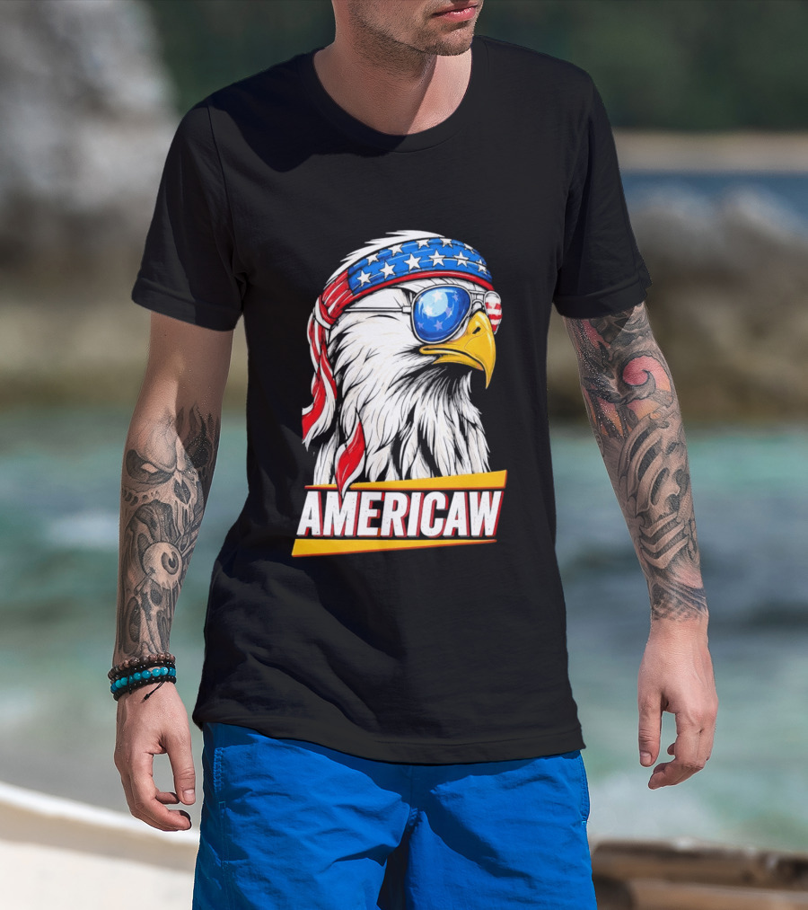 Bald Eagle Americaw Bandana American Flag USA T-Shirt