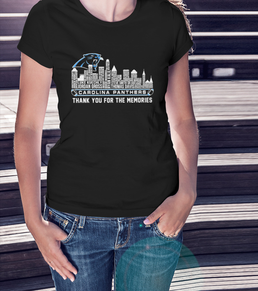 Carolina Panthers City Skyline Player Names Thank You For The Memories T-Shirt