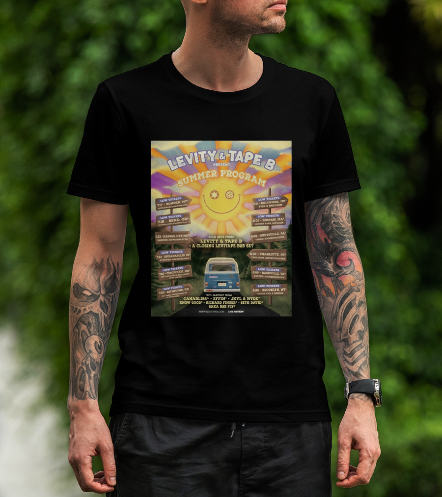 Levity & Tape B Summer Program 2026 Tour Dates Featuring Levitate B2B Set With Canabliss Effin Jkyl & Hyde T-Shirt