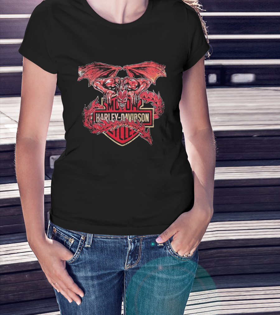 Warren Lotas Harley Davidson Gargoyle Motor Cycles T-Shirt