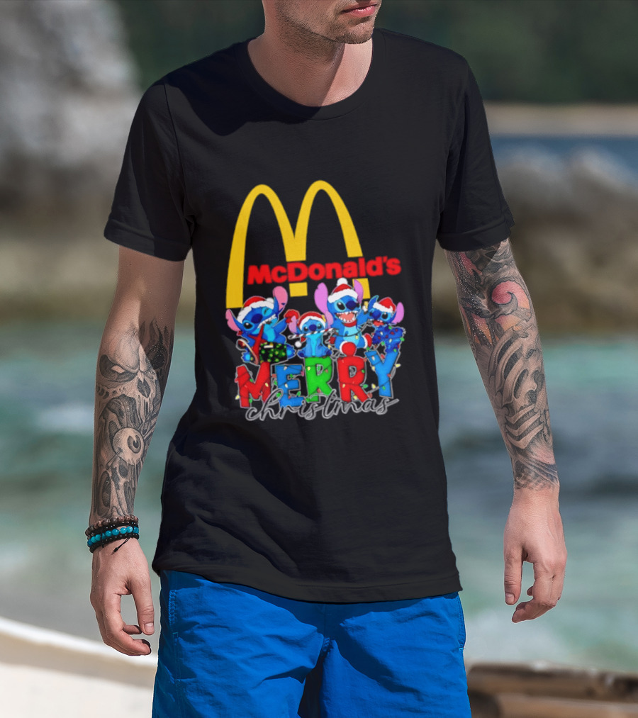 McDonald's Stitch Merry Christmas 2025 T-Shirt