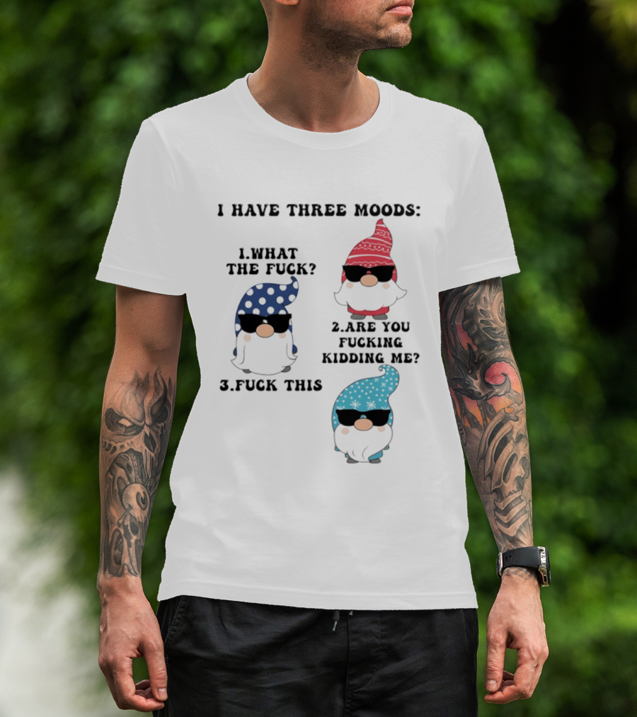 I Have Three Moods What The Fuck Are You Fucking Kidding Me Fuck This Gnome T-Shirt