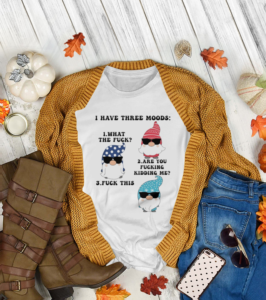 I Have Three Moods What The Fuck Are You Fucking Kidding Me Fuck This Gnome T-Shirt