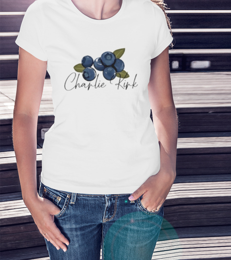 He Is On A Work Trip With Jesus Charlie Kirk 1993 2025 Blueberries T-Shirt