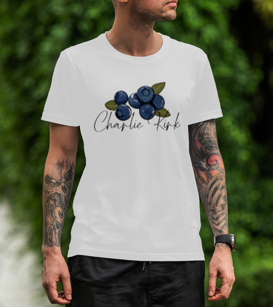He Is On A Work Trip With Jesus Charlie Kirk 1993 2025 Blueberries T-Shirt
