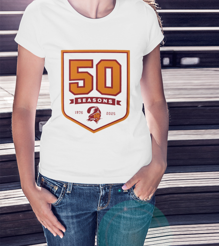 Bucky Irving 7 Tampa Bay Buccaneers 50 Seasons 1976 2025 T-Shirt