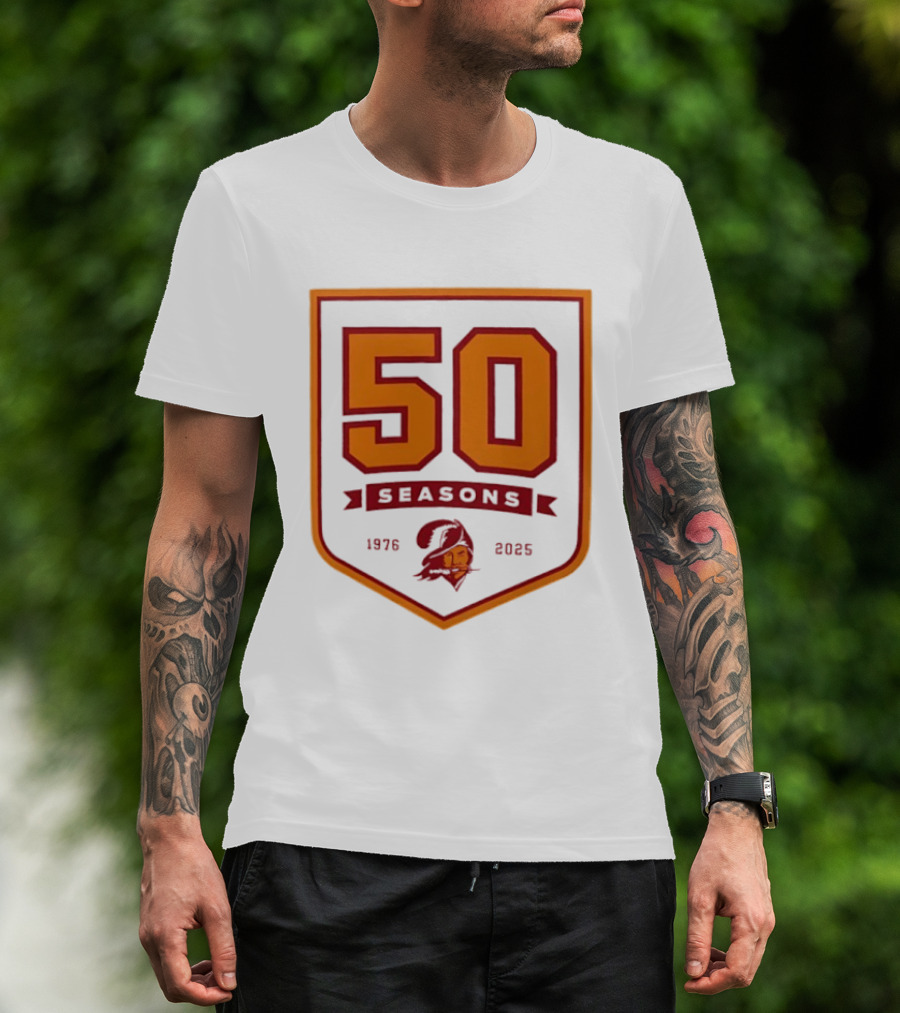Bucky Irving 7 Tampa Bay Buccaneers 50 Seasons 1976 2025 T-Shirt