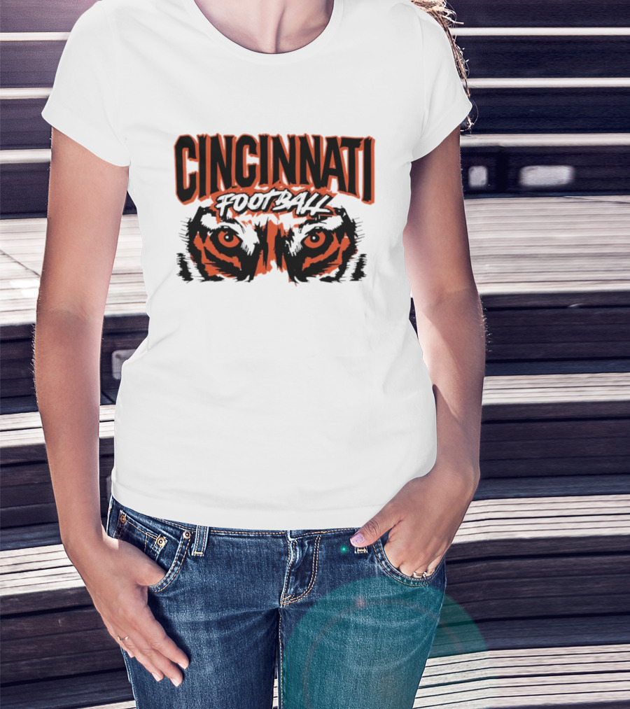 Cincinnati Football Tiger Eyes Grunge T-Shirt
