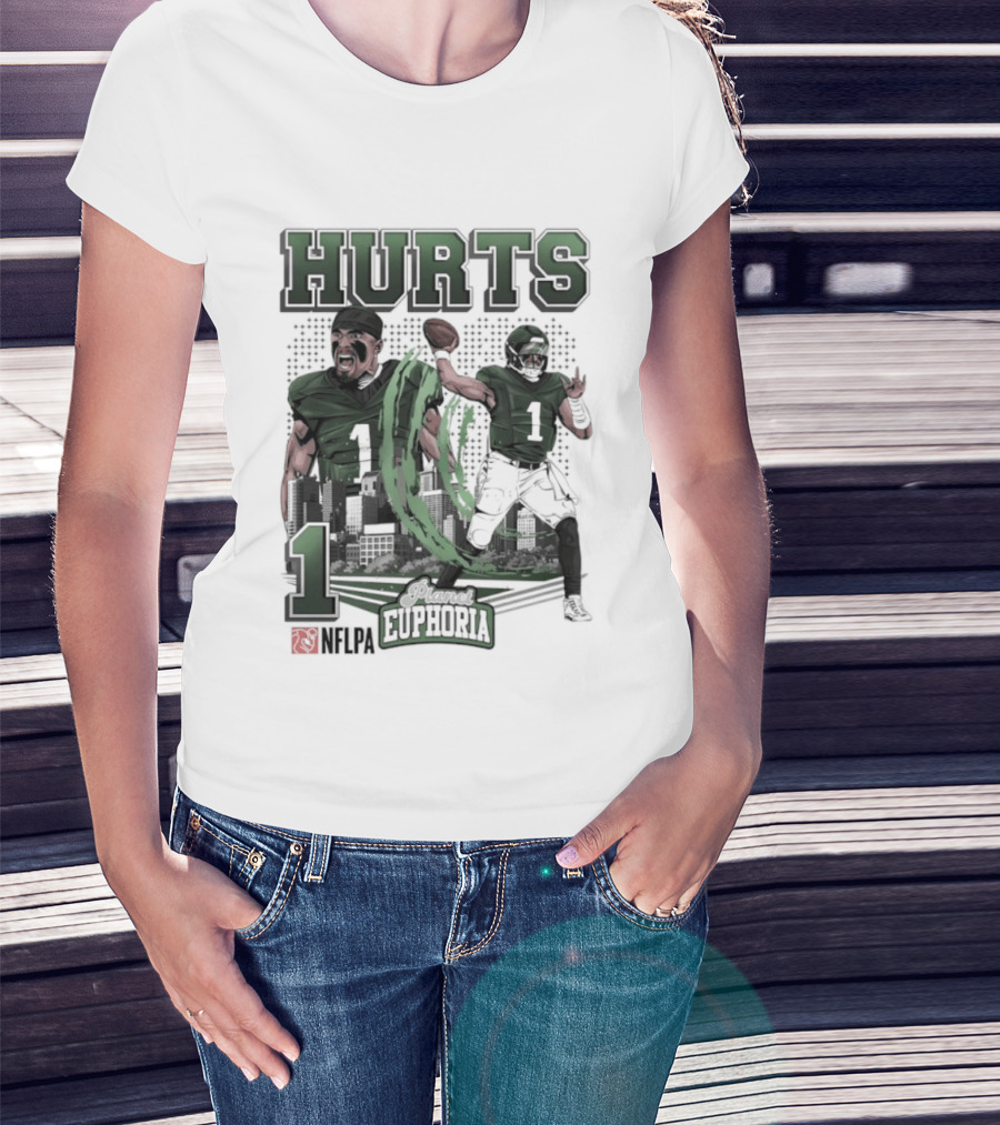 Jalen Hurts 1 Euphoria Philadelphia Eagles Player Collage T-Shirt