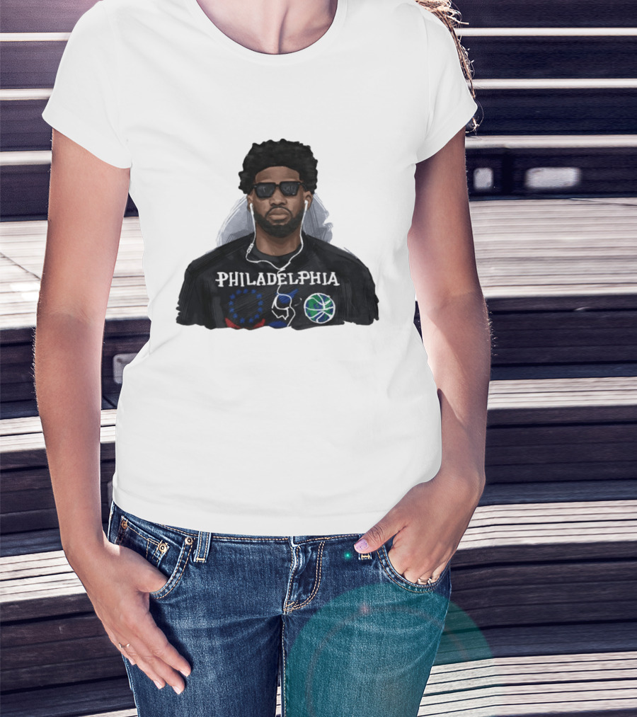 Philadelphia Joel Embiid Wired Earphones Basketball 76ers T-Shirt
