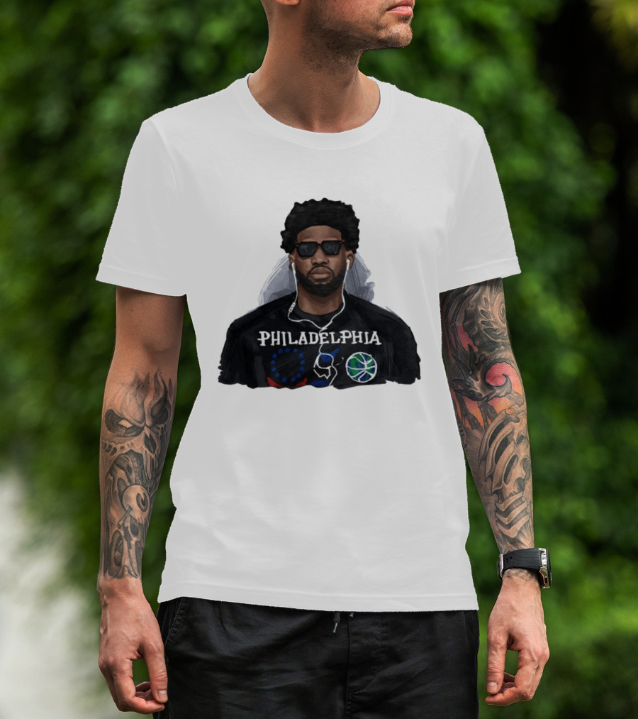 Philadelphia Joel Embiid Wired Earphones Basketball 76ers T-Shirt
