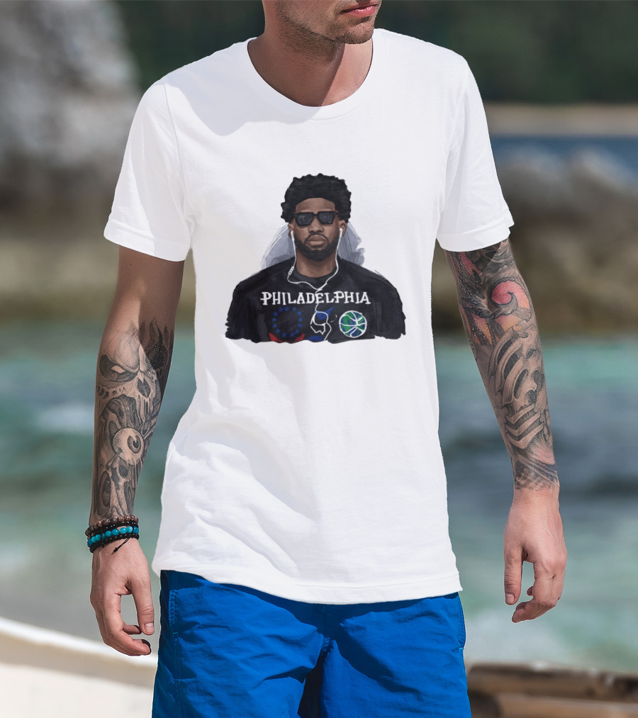 Philadelphia Joel Embiid Wired Earphones Basketball 76ers T-Shirt