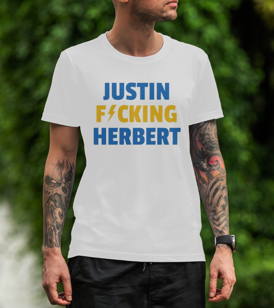 Justin Fucking Herbert Los Angeles Chargers Football Bolt T-Shirt