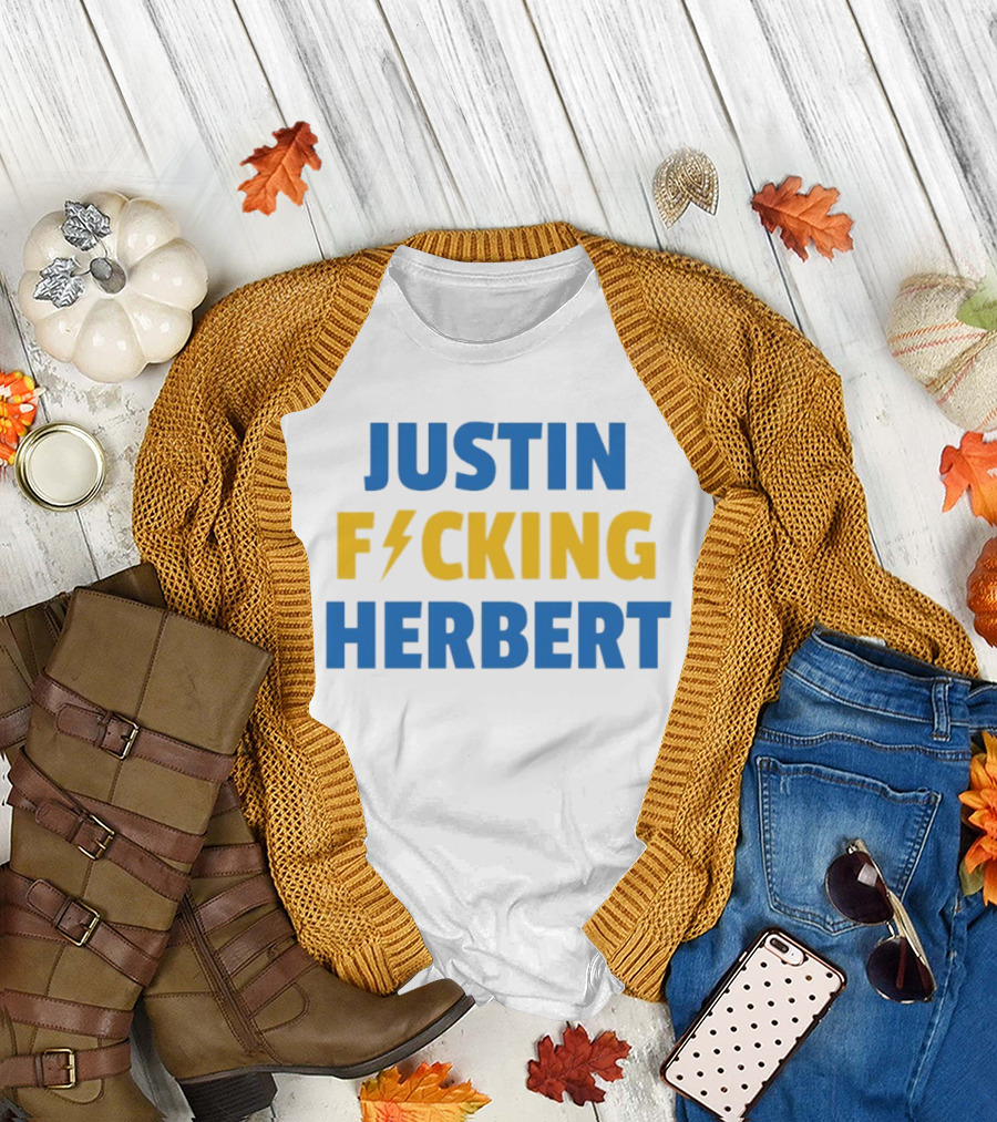 Justin Fucking Herbert Los Angeles Chargers Football Bolt T-Shirt