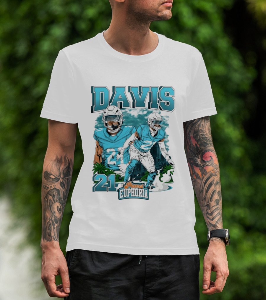 Davis 21 Planet Euphoria Football Player Miami Dolphins T-Shirt