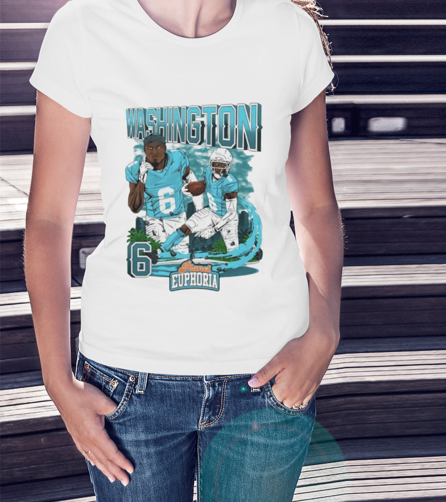 Miami Dolphins Football Washington 6 Player Planet Euphoria T-Shirt