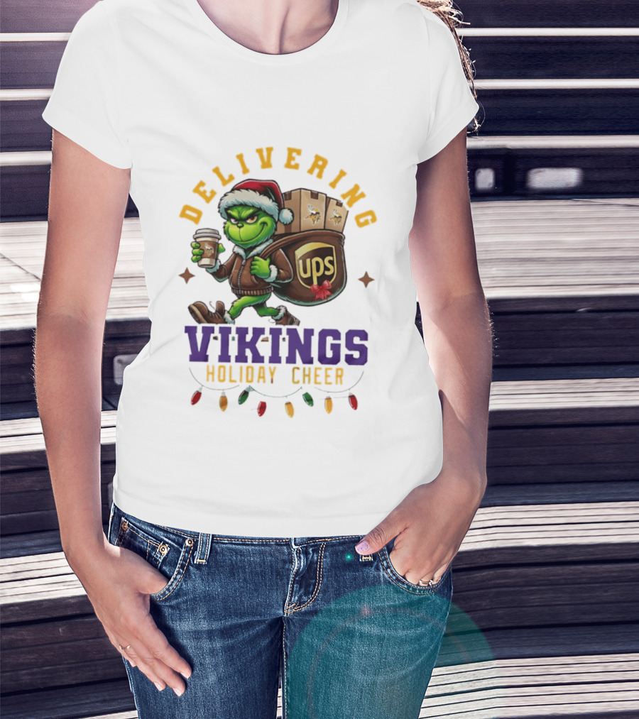 Delivering Vikings Holiday Cheer Grinch UPS Christmas T-Shirt