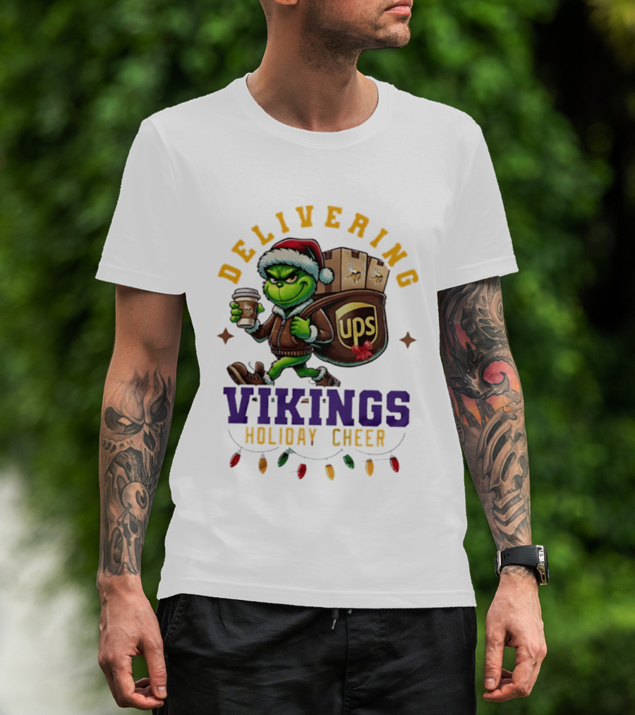 Delivering Vikings Holiday Cheer Grinch UPS Christmas T-Shirt