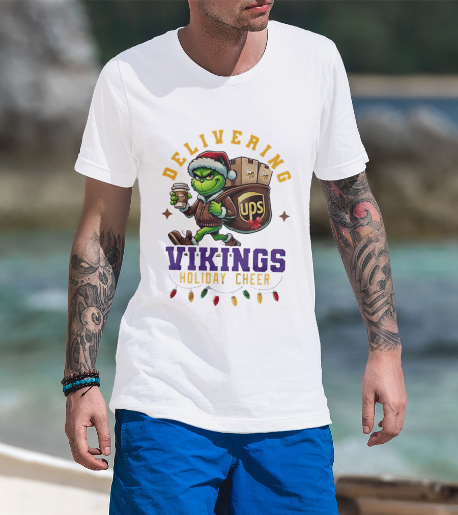 Delivering Vikings Holiday Cheer Grinch UPS Christmas T-Shirt