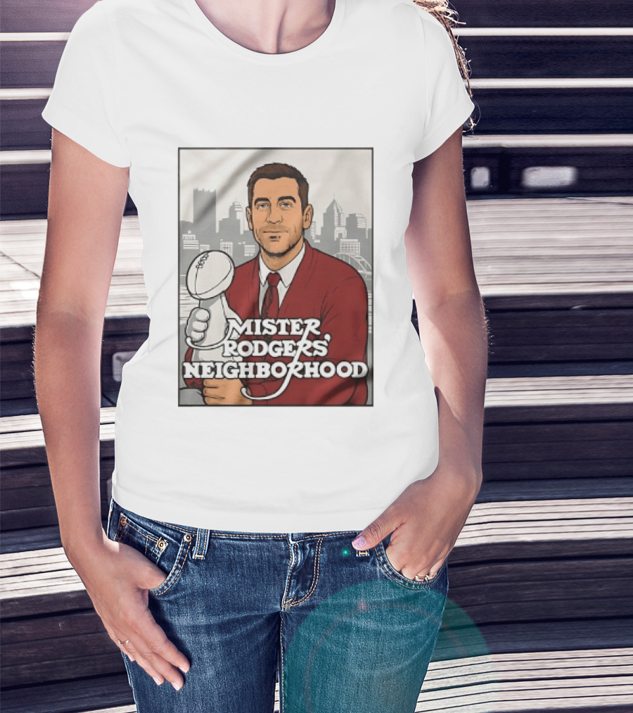 Mister Rodgers Neighborhood Aaron Rodgers Pittsburgh Skyline T-Shirt