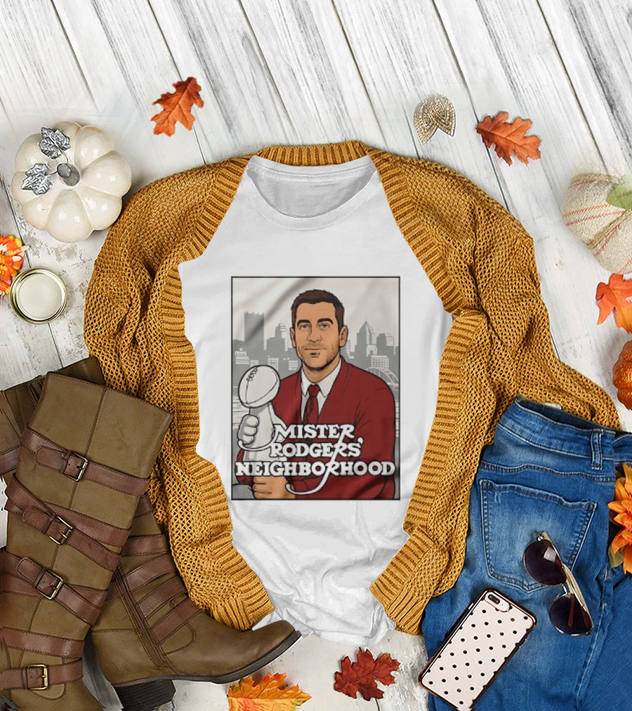 Mister Rodgers Neighborhood Aaron Rodgers Pittsburgh Skyline T-Shirt