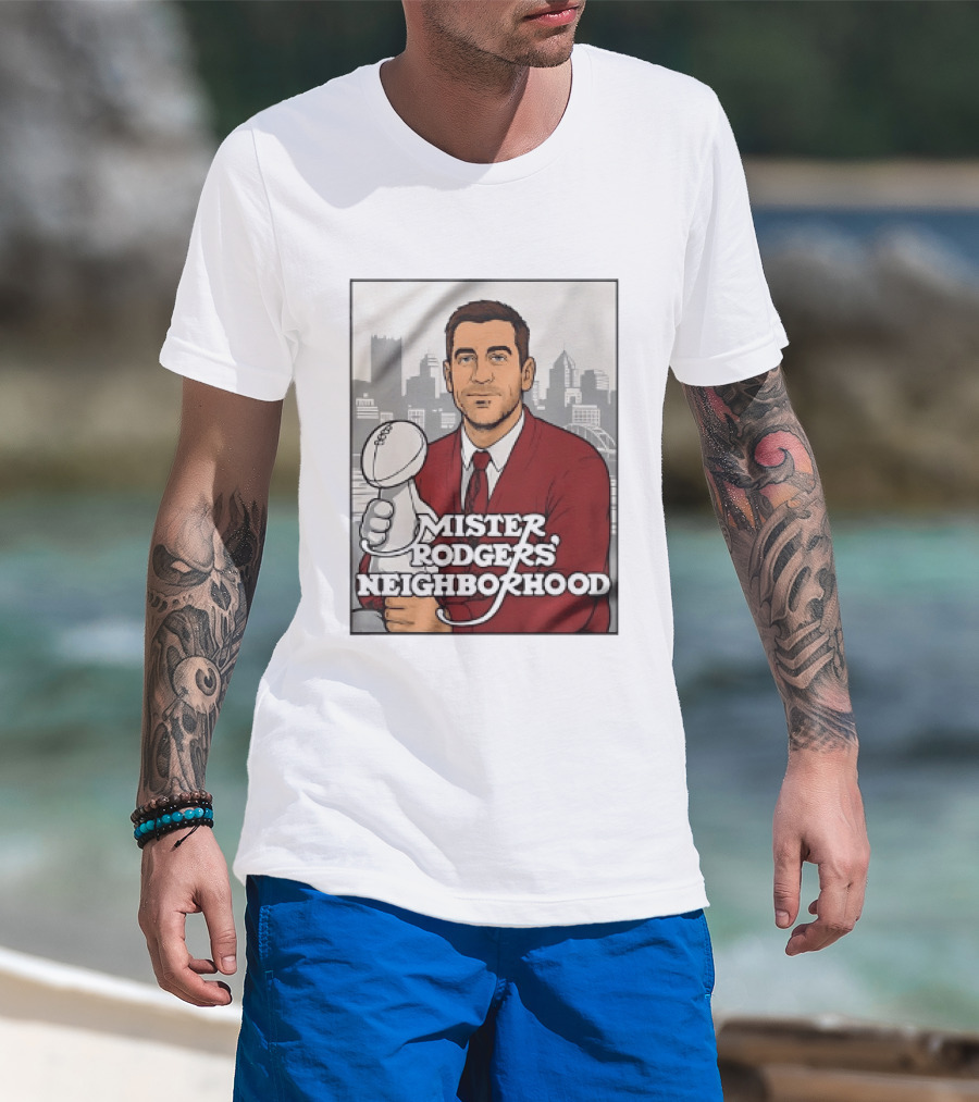 Mister Rodgers Neighborhood Aaron Rodgers Pittsburgh Skyline T-Shirt