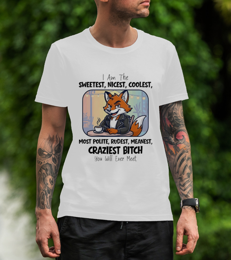 I Am The Sweetest Nicest Coolest Most Polite Rudest Meanest Craziest Bitch You Will Ever Meet Fox Coffee T-Shirt