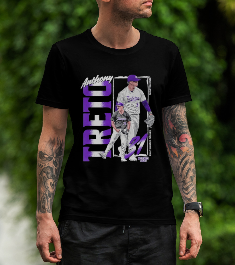 Anthony Treto 31 Tarleton State Baseball Pitcher T-Shirt