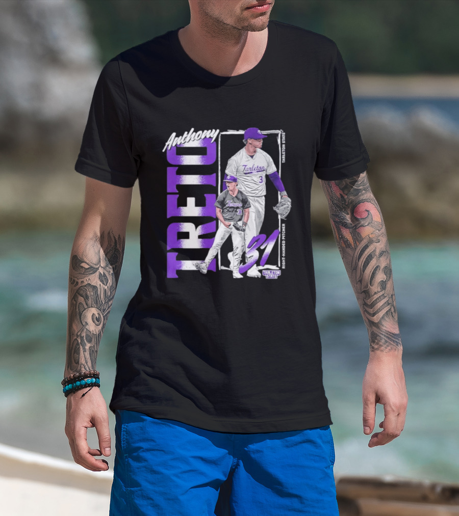 Anthony Treto 31 Tarleton State Baseball Pitcher T-Shirt