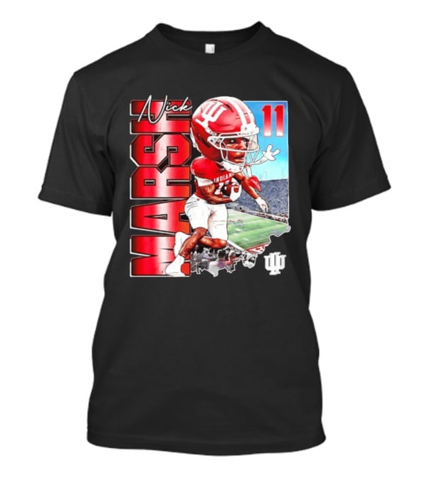 Nick Marsh Indiana Hoosiers Football Caricature 11 Stadium Scene T-Shirt