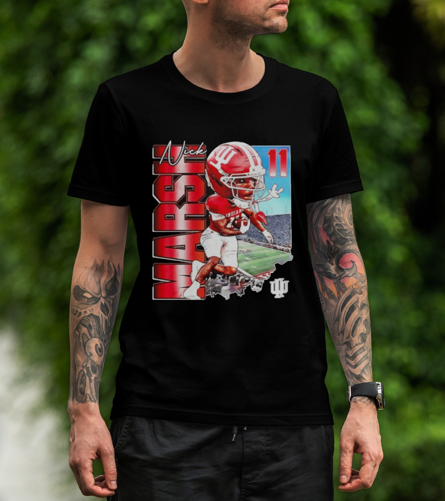 Nick Marsh Indiana Hoosiers Football Caricature 11 Stadium Scene T-Shirt