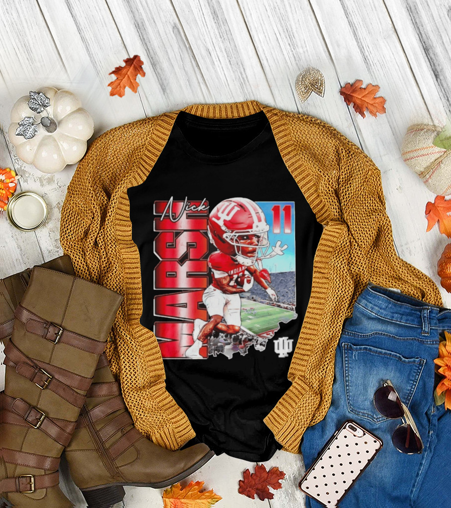 Nick Marsh Indiana Hoosiers Football Caricature 11 Stadium Scene T-Shirt