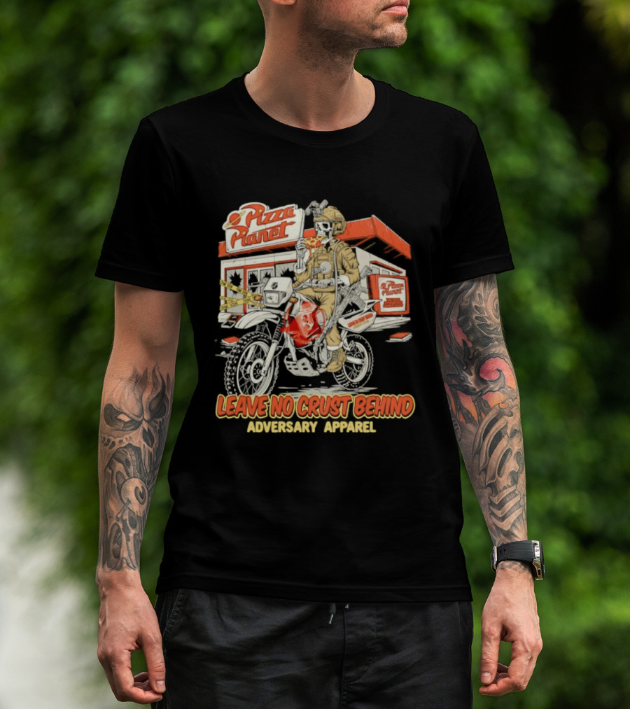 Pizza Planet Tactical Operations Department Funny Motorcycle Leave No Crust Behind T-Shirt