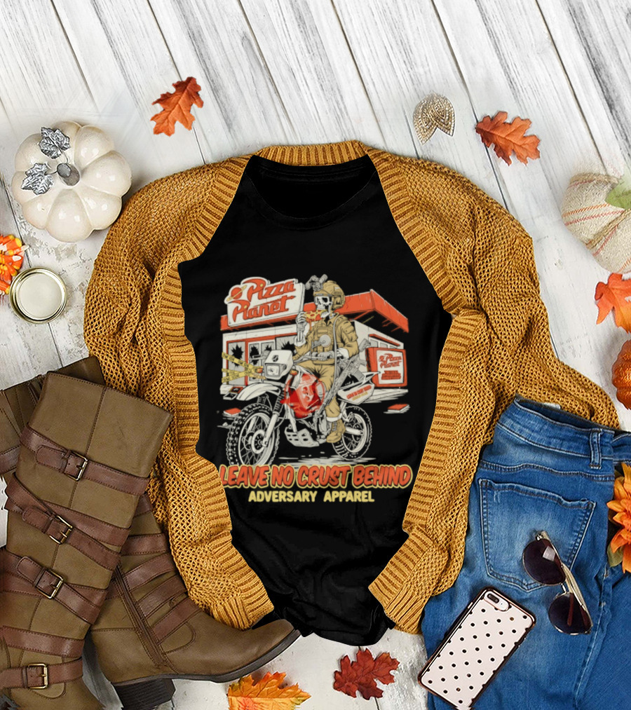 Pizza Planet Tactical Operations Department Funny Motorcycle Leave No Crust Behind T-Shirt