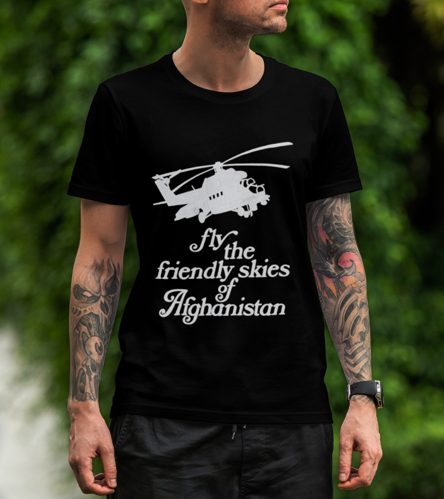 Fly The Friendly Skies Of Afghanistan Helicopter T-Shirt