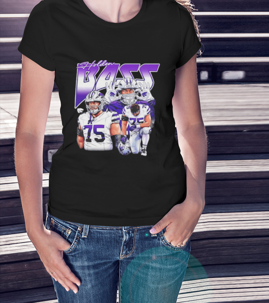Holden Bass 75 Kansas State Wildcats NCAA Football Player T-Shirt