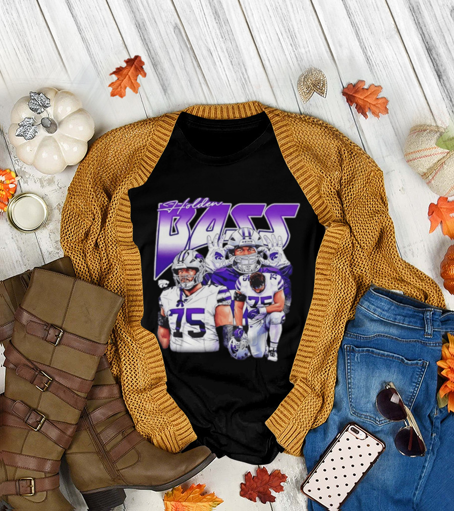 Holden Bass 75 Kansas State Wildcats NCAA Football Player T-Shirt
