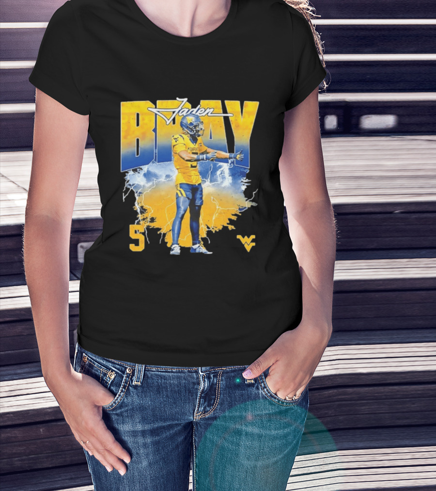 Jaden Bray 5 West Virginia Football NCAA Player WVU Mountaineers T-Shirt