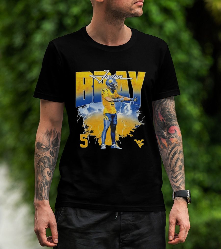 Jaden Bray 5 West Virginia Football NCAA Player WVU Mountaineers T-Shirt