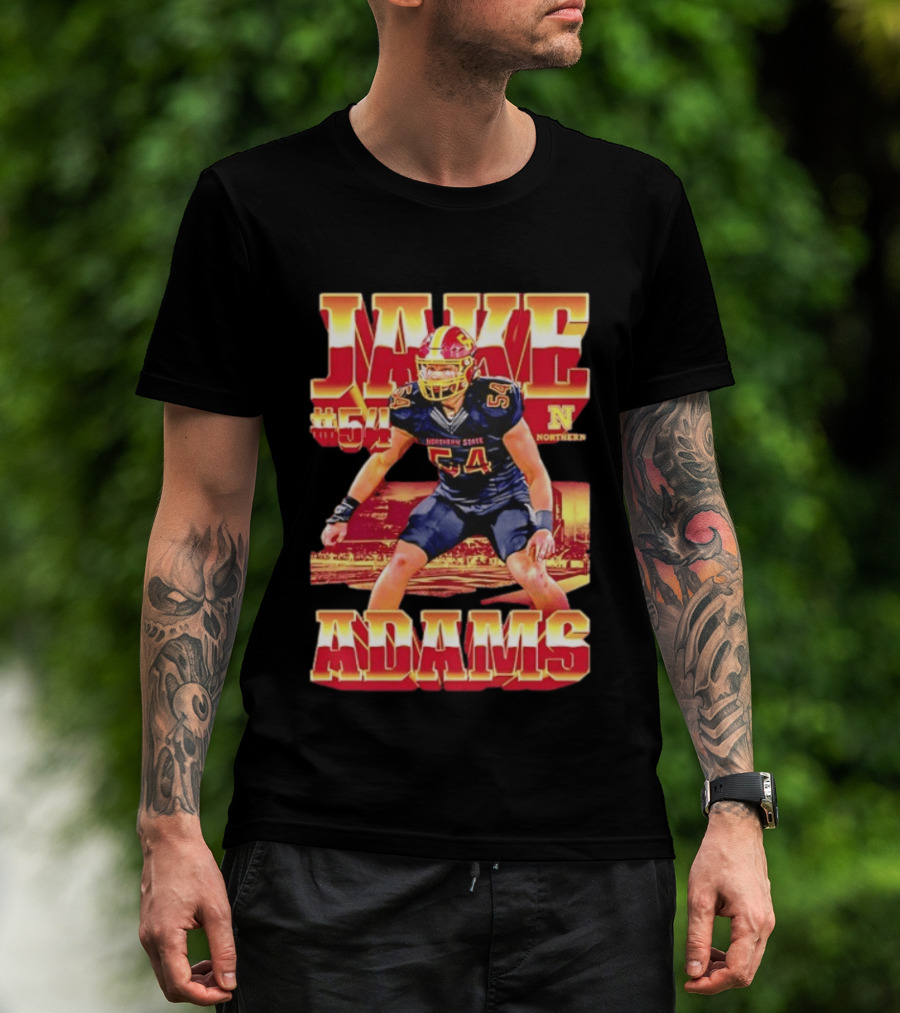 Jake Adams 54 Northern State University NCAA Football Player Number T-Shirt
