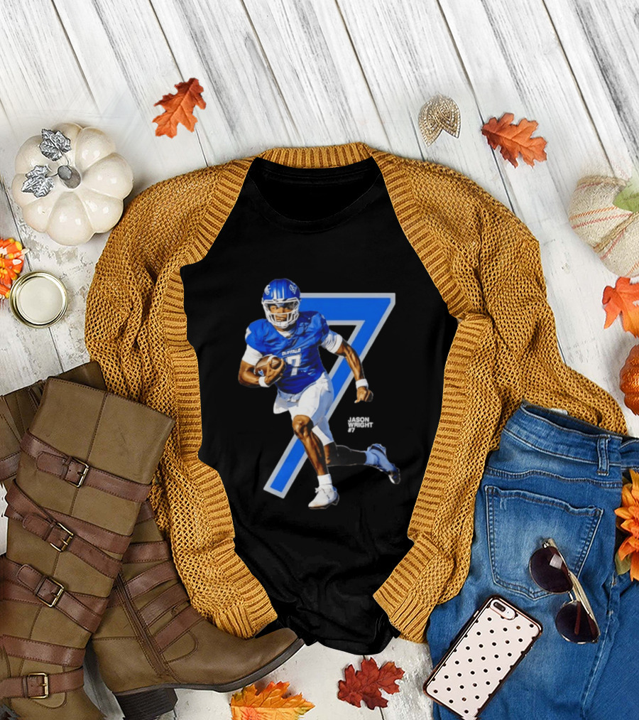 Buffalo Bulls Quarterback Jason Wright Number 7 NCAA Football Star Player T-Shirt