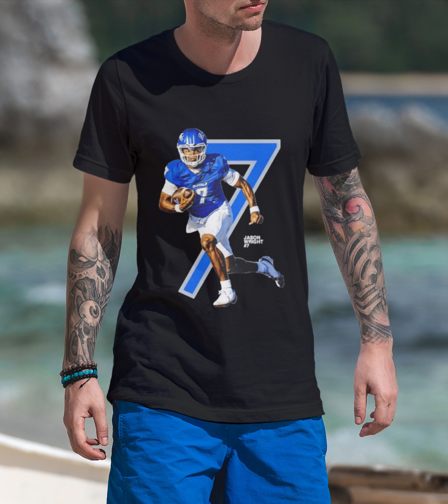 Buffalo Bulls Quarterback Jason Wright Number 7 NCAA Football Star Player T-Shirt